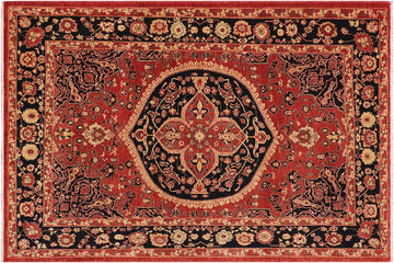 handmade Geometric Kafkaz Chobi Ziegler Rust Blue Hand Knotted RECTANGLE 100% WOOL area rug 9 x 12